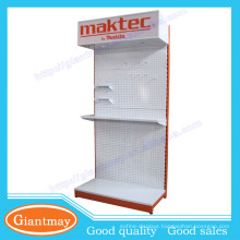 trade show metal pegboard hang hardware product garden power tool display stand rack with light box